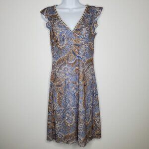 Faith Love Passion Womens Blue Paisley Dress Size M Cap Sleeve Y2K Whimsigoth